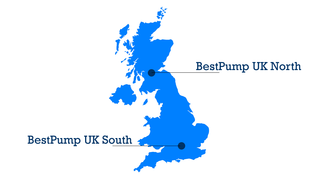 BestPump locations in the north and south of the UK